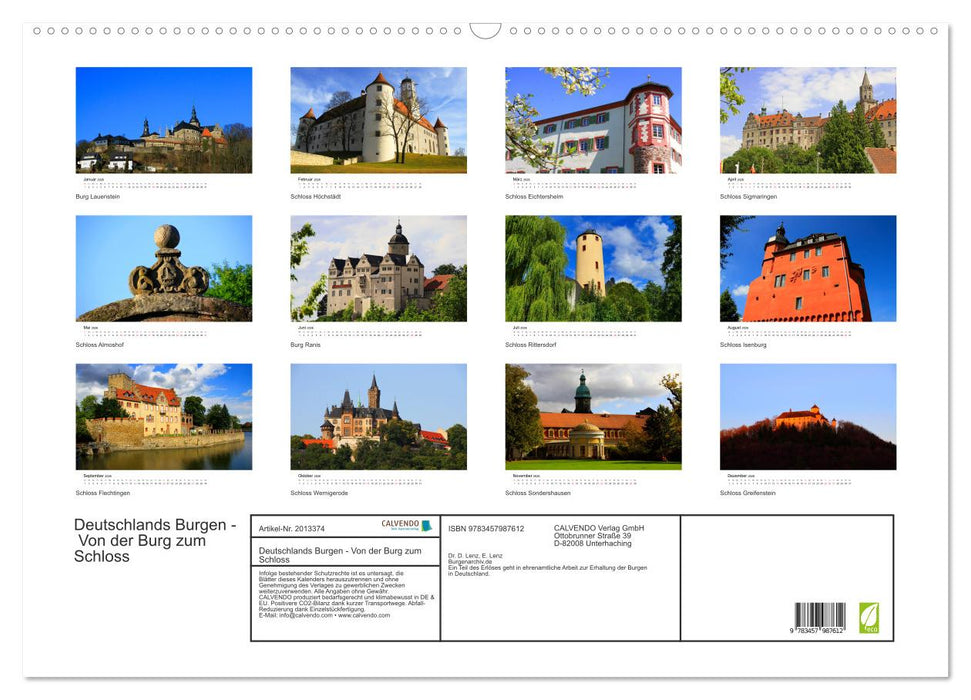 Deutschlands Burgen - Von der Burg zum Schloss (CALVENDO Wandkalender 2026)