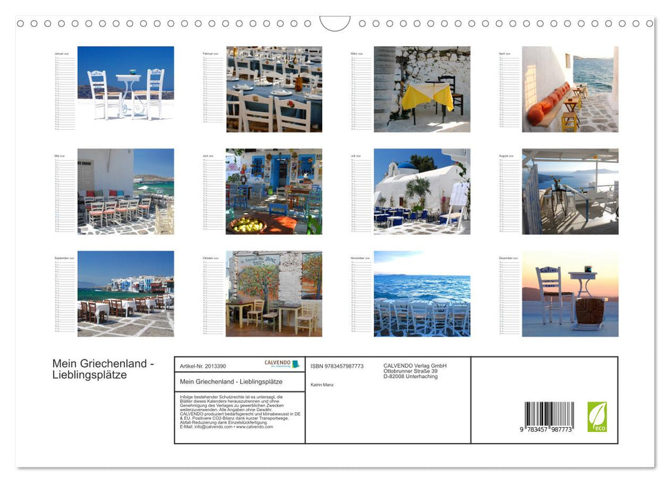 Mein Griechenland - Lieblingsplätze (CALVENDO Wandkalender 2026)