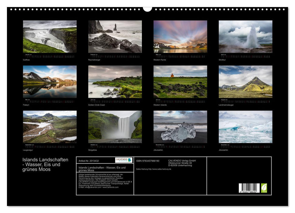 Islands Landschaften - Wasser, Eis und grünes Moos (CALVENDO Wandkalender 2026)
