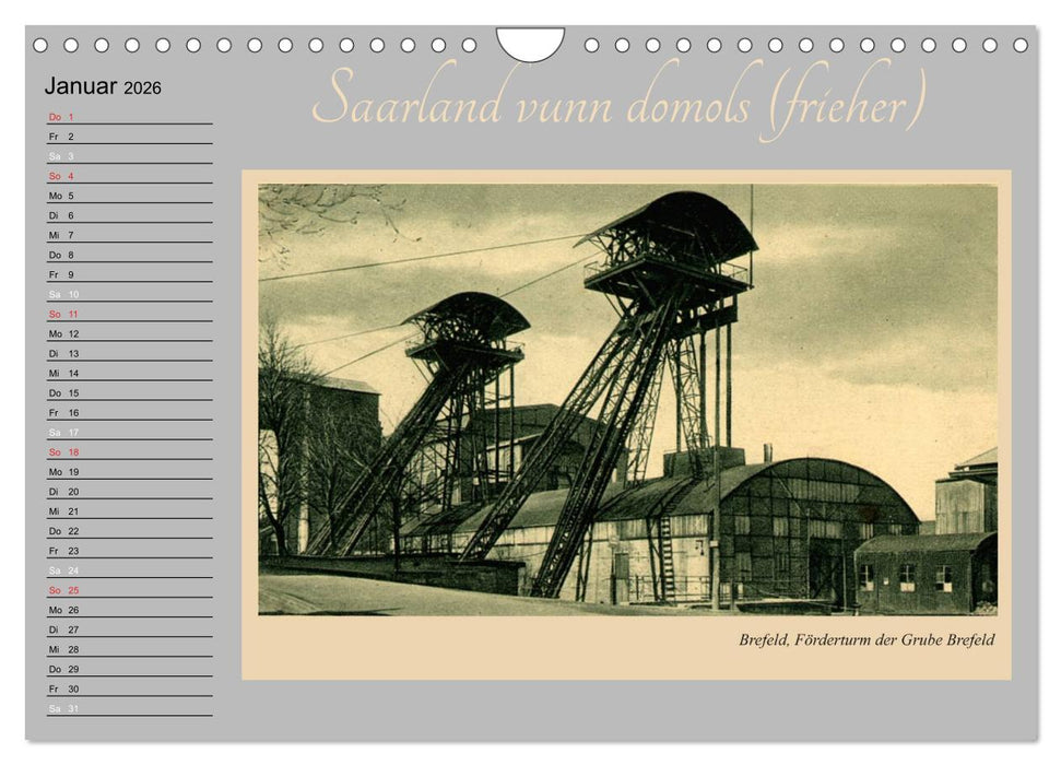 Saarland - vunn domols (frieher) (CALVENDO Wandkalender 2026)