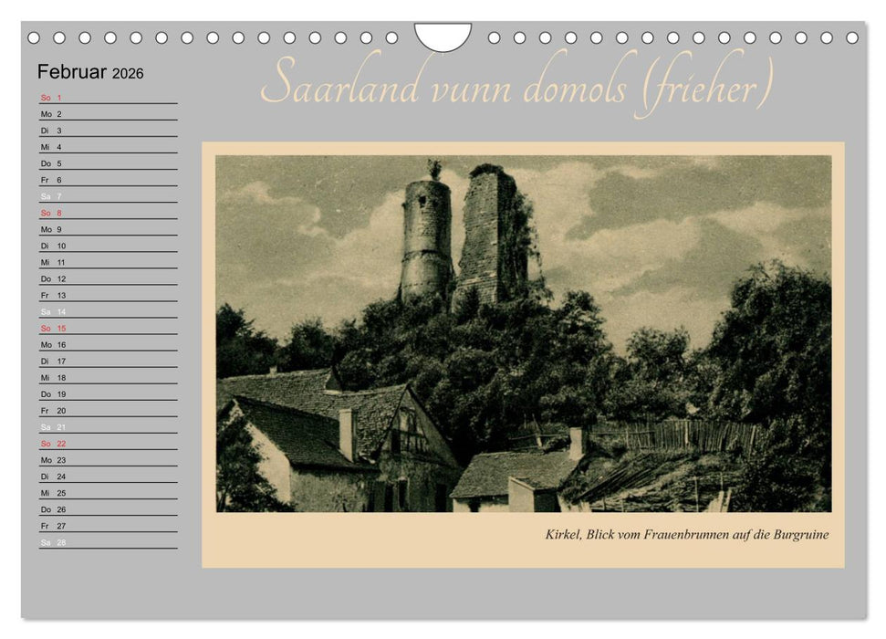 Saarland - vunn domols (frieher) (CALVENDO Wandkalender 2026)