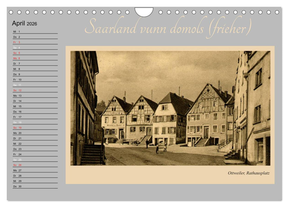 Saarland - vunn domols (frieher) (CALVENDO Wandkalender 2026)