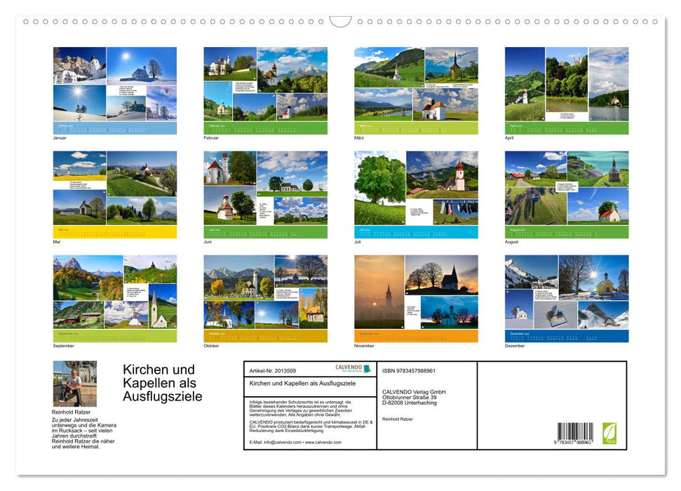 Kirchen und Kapellen als Ausflugsziele (CALVENDO Wandkalender 2026)