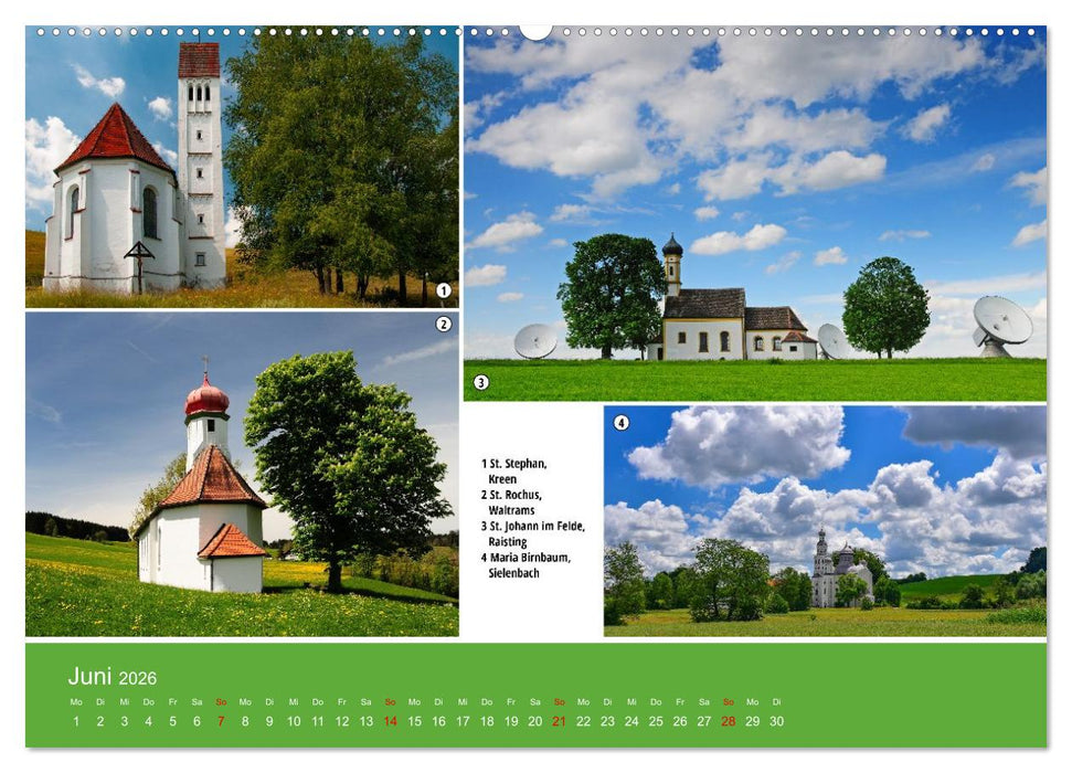 Kirchen und Kapellen als Ausflugsziele (CALVENDO Wandkalender 2026)