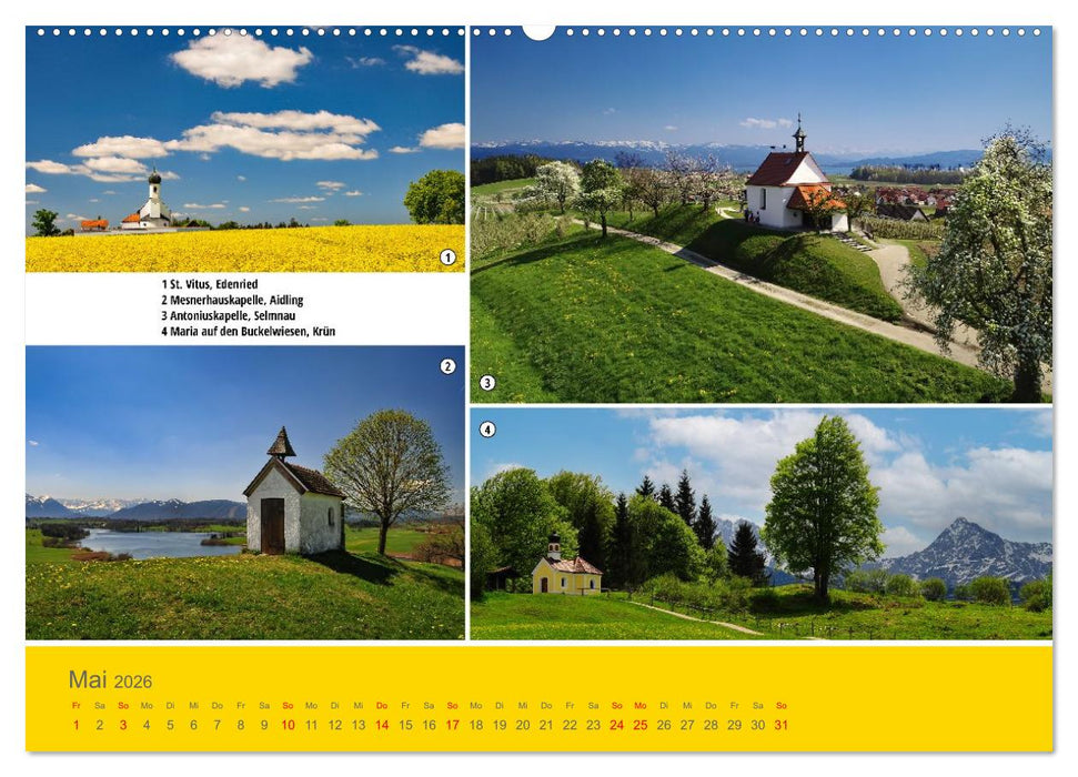 Kirchen und Kapellen als Ausflugsziele (CALVENDO Premium Wandkalender 2026)