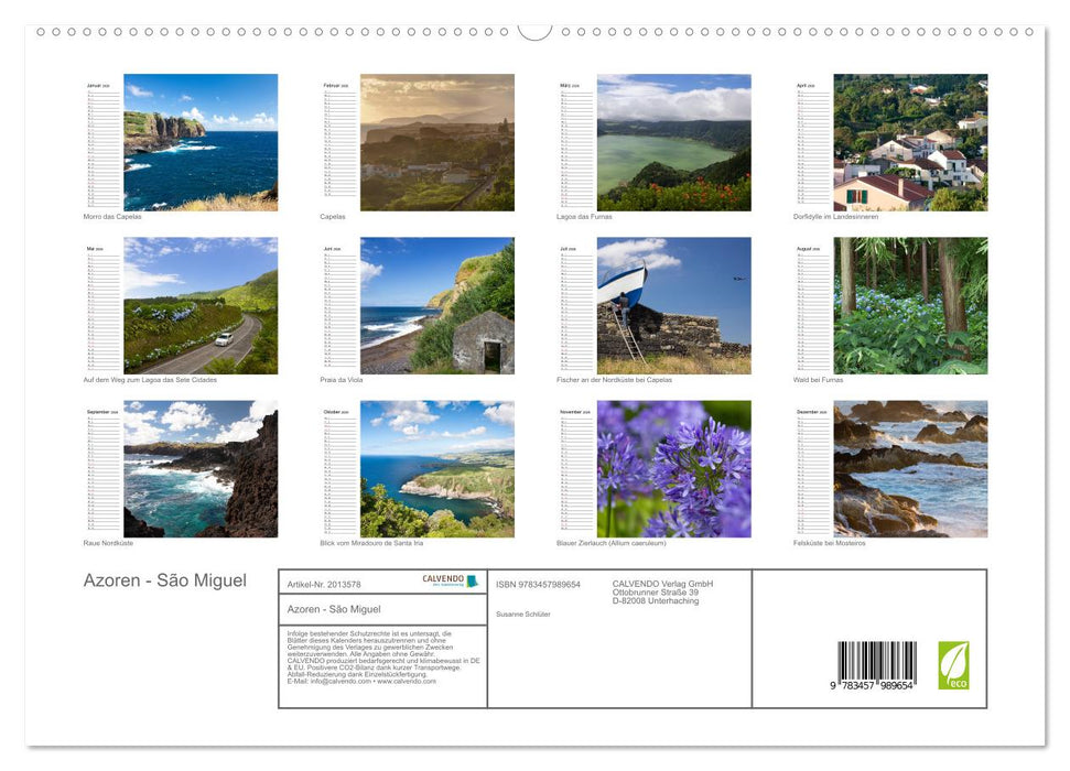 Azoren - São Miguel (CALVENDO Premium Wandkalender 2026)