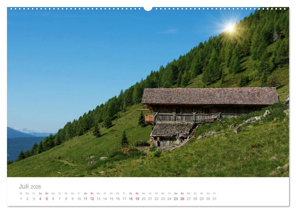 Bekannte und unbekannte Almen in Südtirol (CALVENDO Premium Wandkalender 2026)