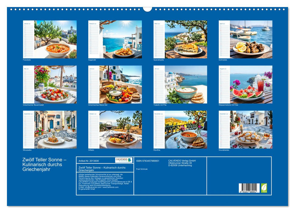 Zwölf Teller Sonne – Kulinarisch durchs Griechenjahr (CALVENDO Wandkalender 2026)