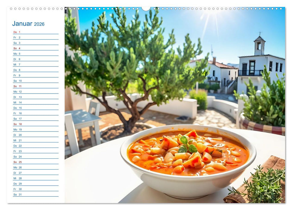 Zwölf Teller Sonne – Kulinarisch durchs Griechenjahr (CALVENDO Wandkalender 2026)