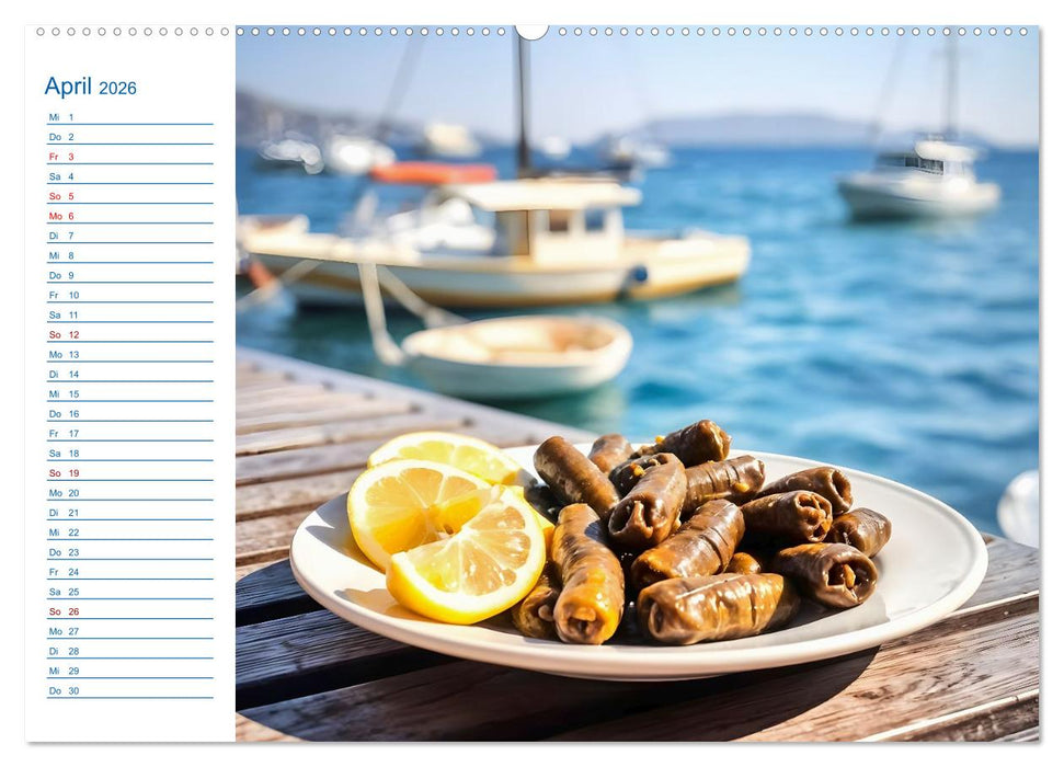 Zwölf Teller Sonne – Kulinarisch durchs Griechenjahr (CALVENDO Wandkalender 2026)