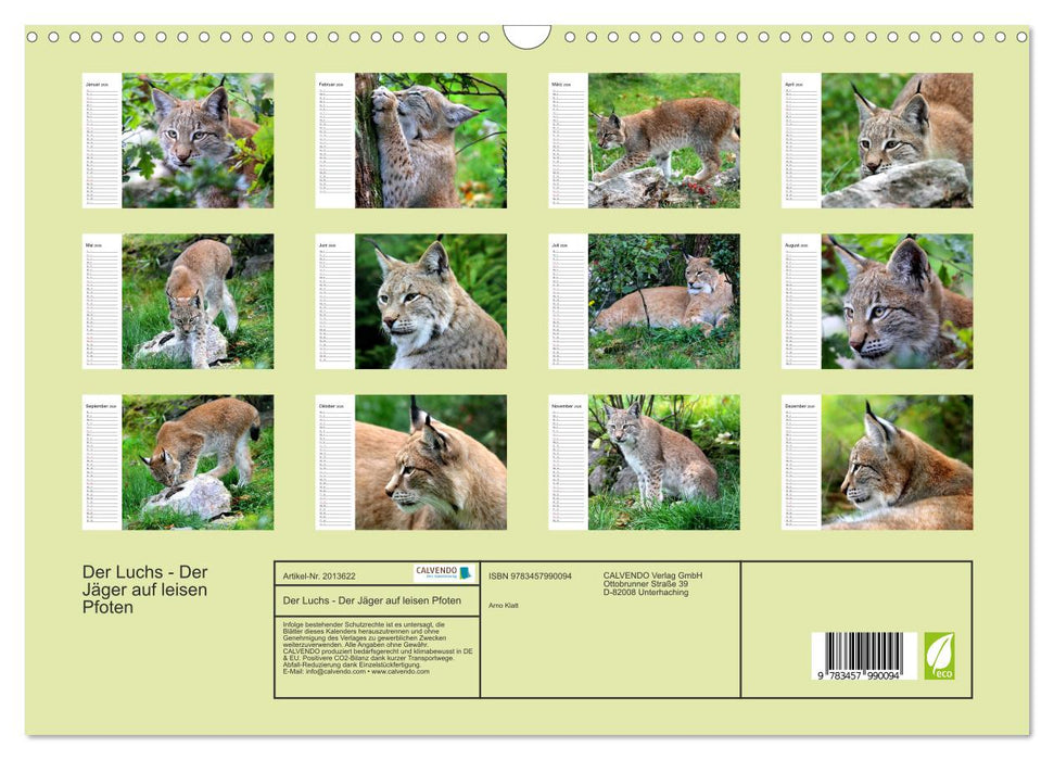 Der Luchs - Der Jäger auf leisen Pfoten (CALVENDO Wandkalender 2026)