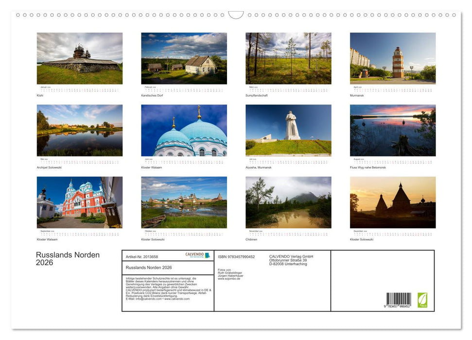 Russlands Norden 2026 (CALVENDO Wandkalender 2026)