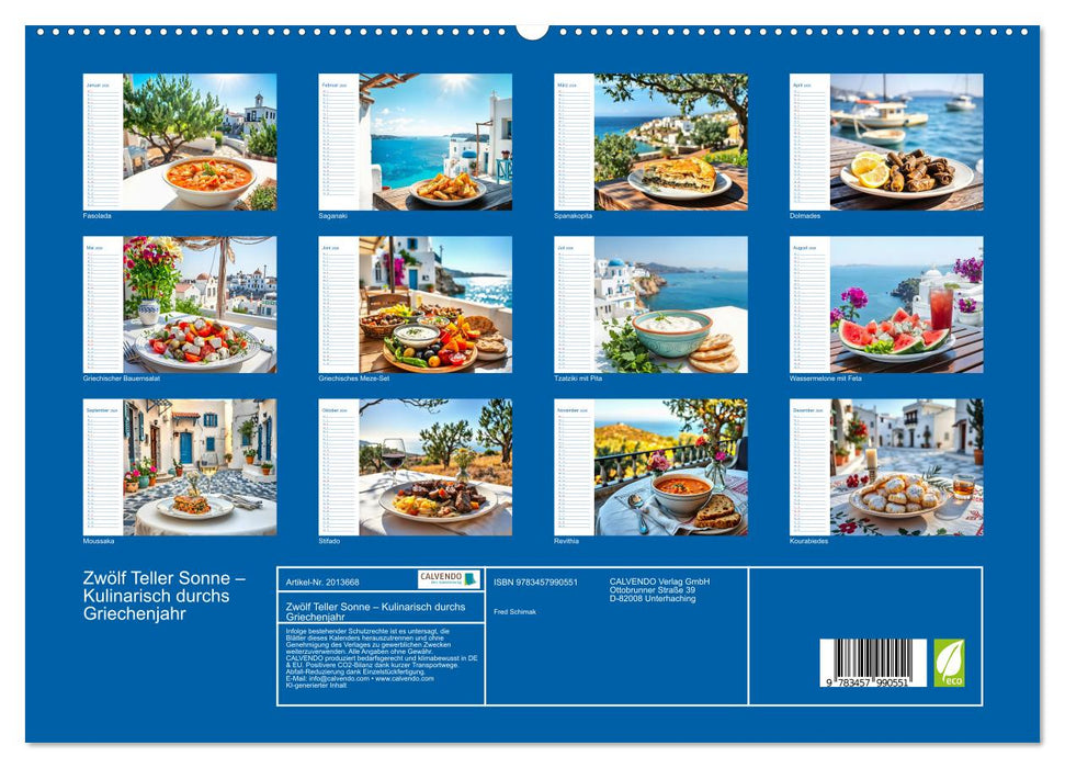 Zwölf Teller Sonne – Kulinarisch durchs Griechenjahr (CALVENDO Premium Wandkalender 2026)