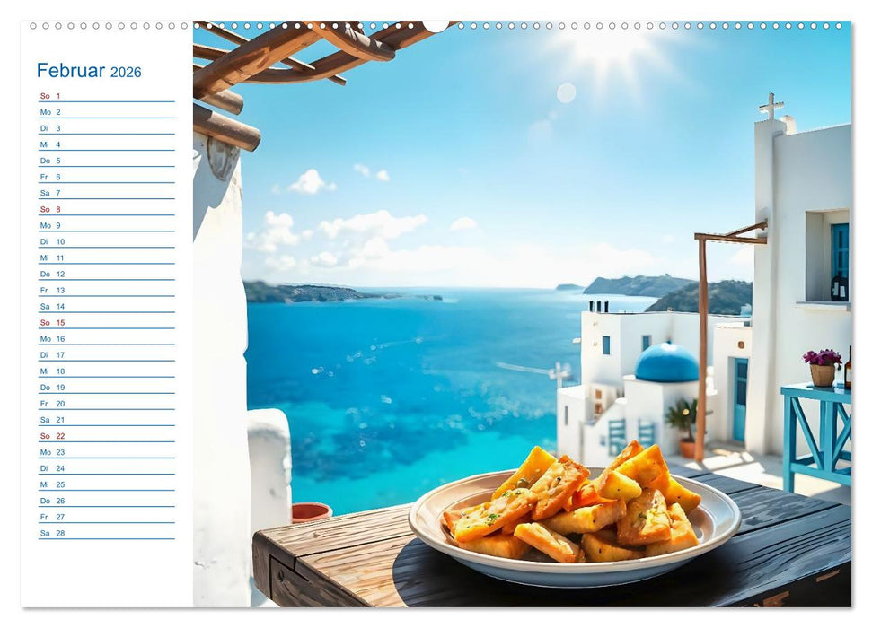 Zwölf Teller Sonne – Kulinarisch durchs Griechenjahr (CALVENDO Premium Wandkalender 2026)