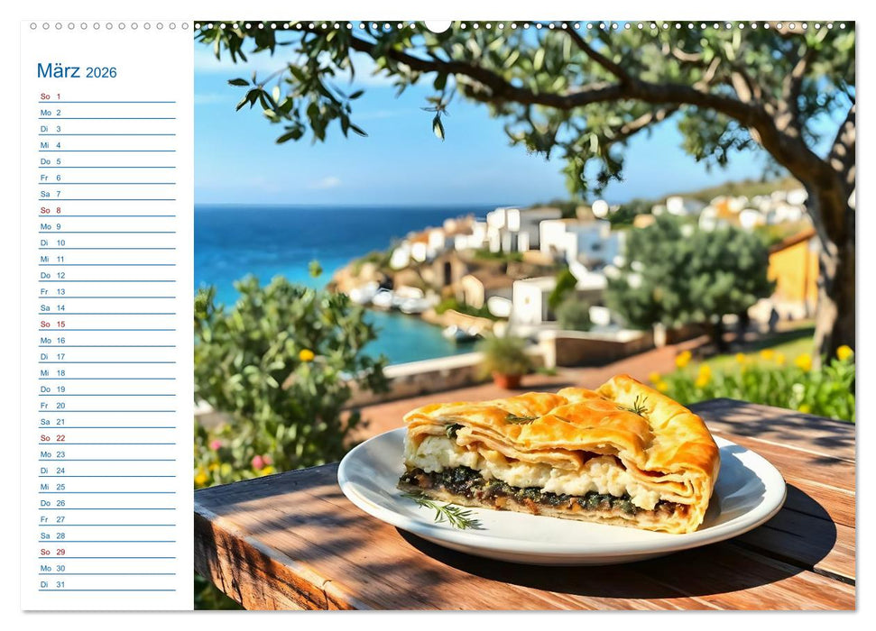Zwölf Teller Sonne – Kulinarisch durchs Griechenjahr (CALVENDO Premium Wandkalender 2026)