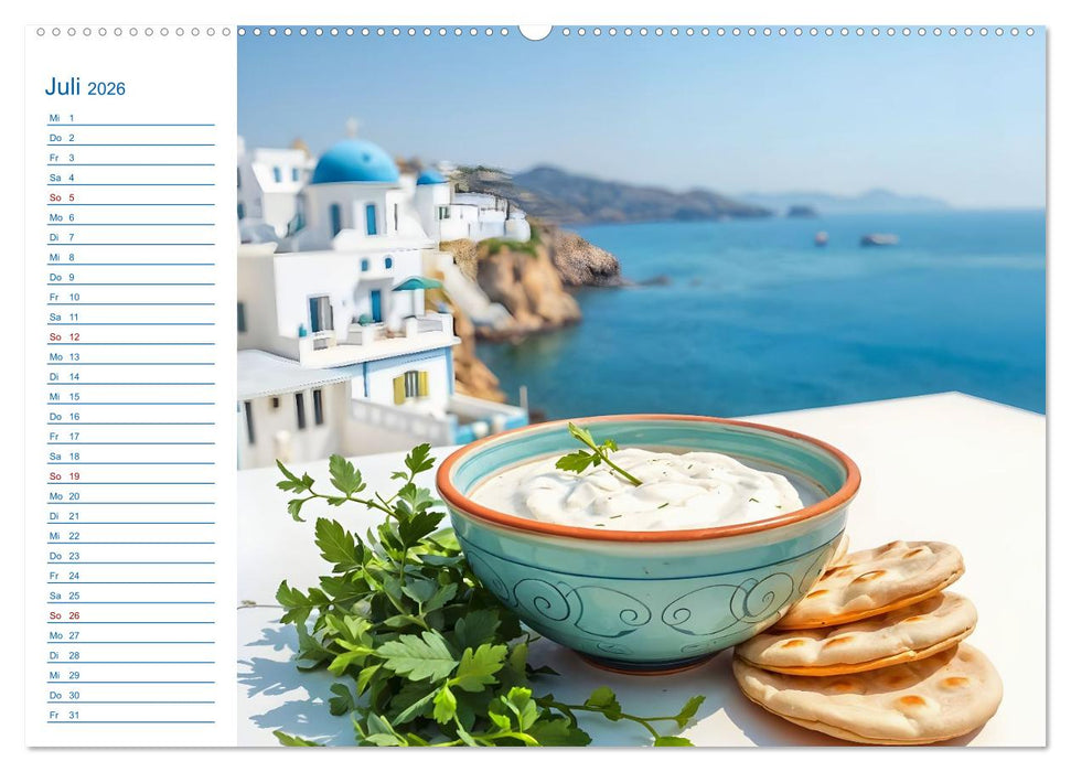 Zwölf Teller Sonne – Kulinarisch durchs Griechenjahr (CALVENDO Premium Wandkalender 2026)