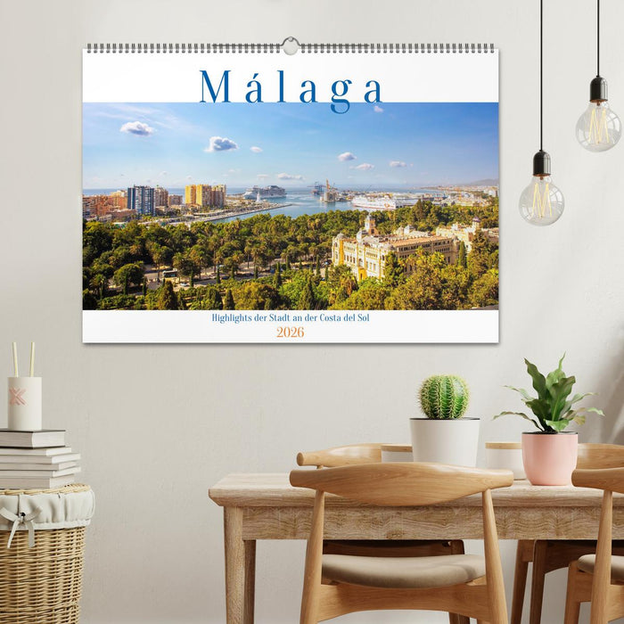 Malaga Highlights der Stadt an der Costa del Sol (CALVENDO Wandkalender 2026)