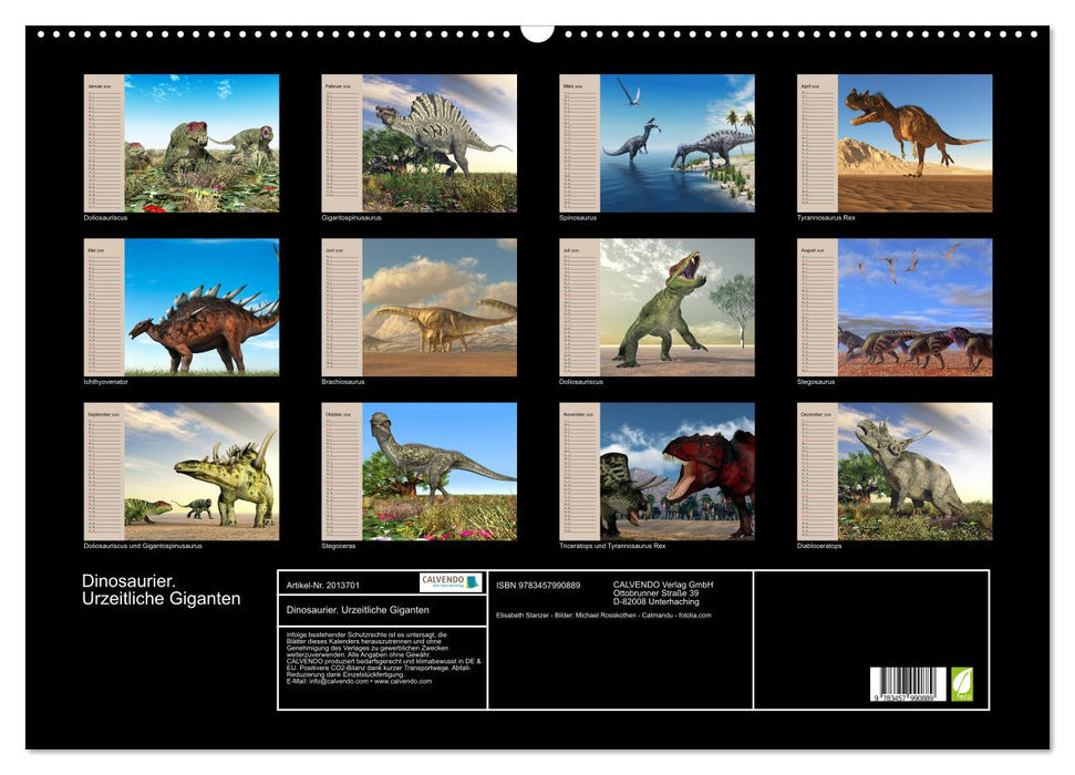 Dinosaurier. Urzeitliche Giganten (CALVENDO Wandkalender 2026)