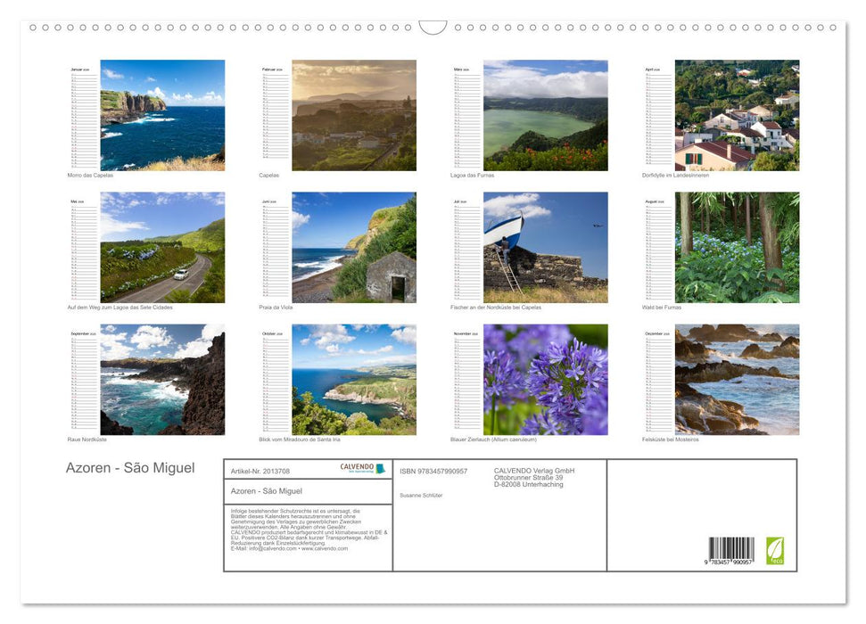 Azoren - São Miguel (CALVENDO Wandkalender 2026)