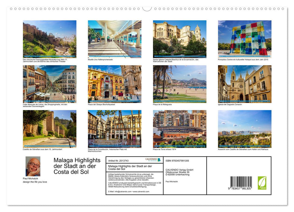 Malaga Highlights der Stadt an der Costa del Sol (CALVENDO Premium Wandkalender 2026)