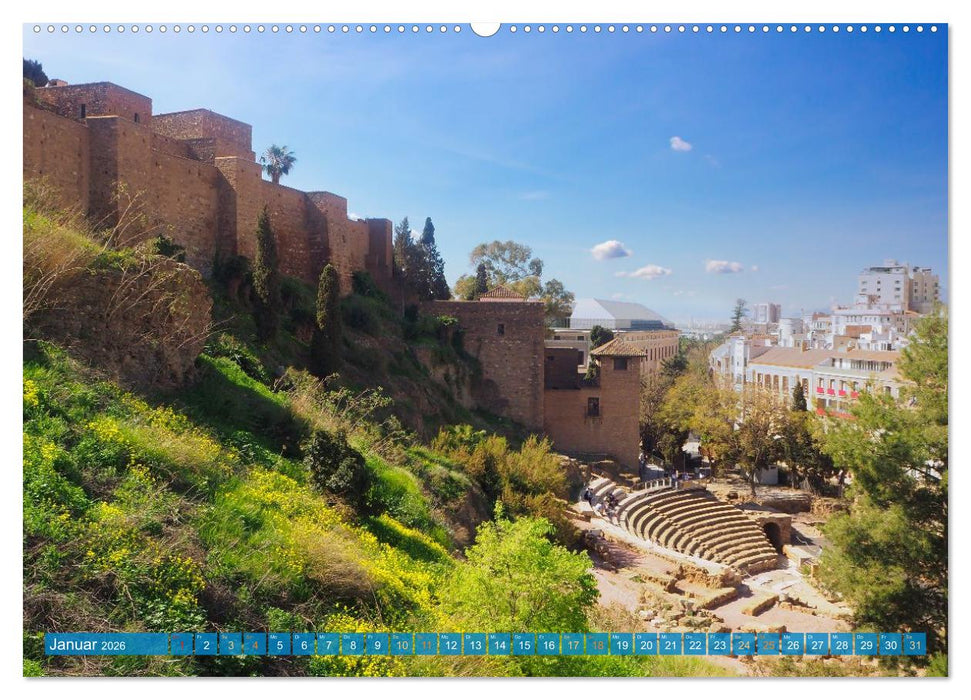 Malaga Highlights der Stadt an der Costa del Sol (CALVENDO Premium Wandkalender 2026)