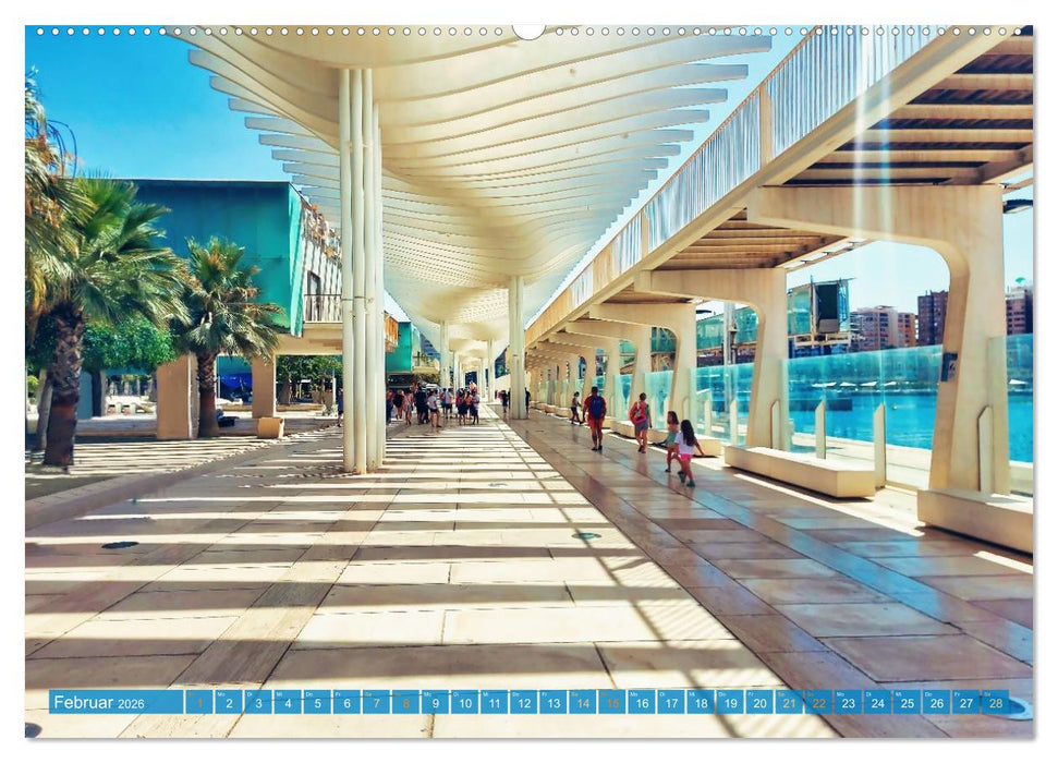 Malaga Highlights der Stadt an der Costa del Sol (CALVENDO Premium Wandkalender 2026)