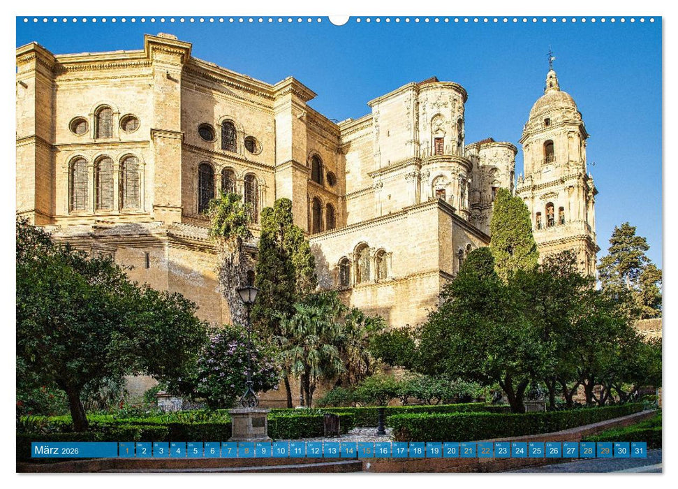 Malaga Highlights der Stadt an der Costa del Sol (CALVENDO Premium Wandkalender 2026)