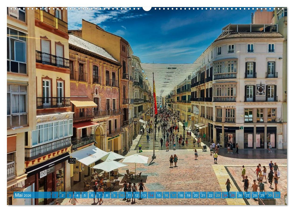 Malaga Highlights der Stadt an der Costa del Sol (CALVENDO Premium Wandkalender 2026)