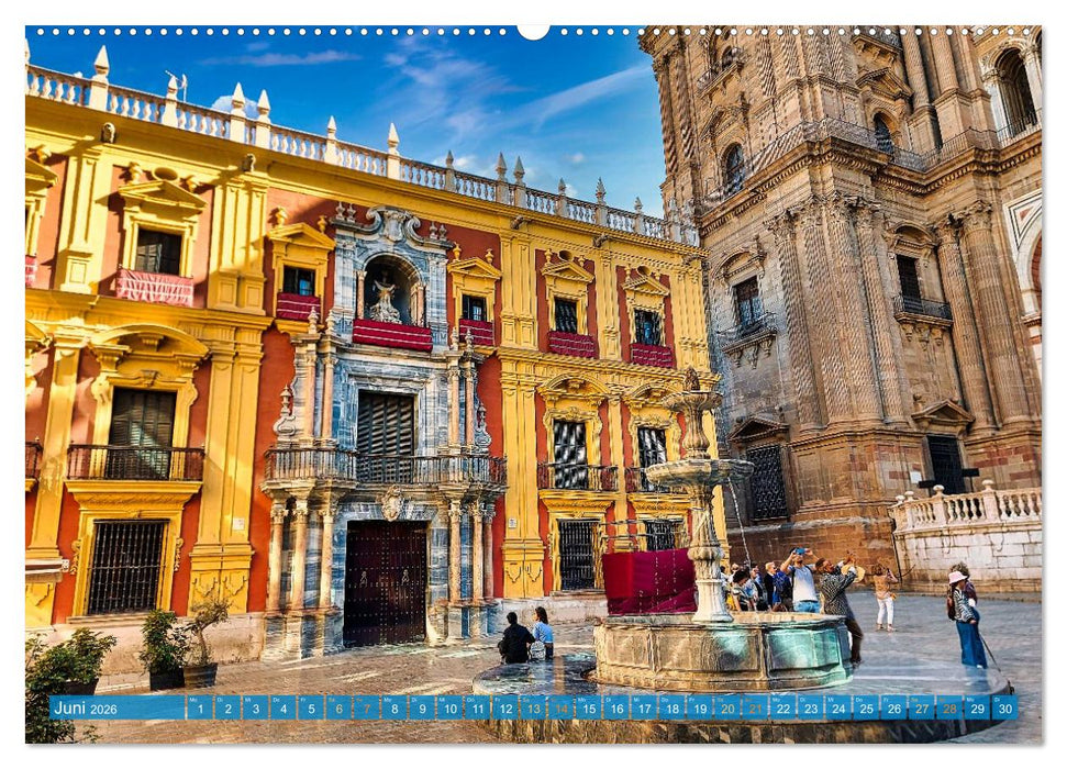 Malaga Highlights der Stadt an der Costa del Sol (CALVENDO Premium Wandkalender 2026)