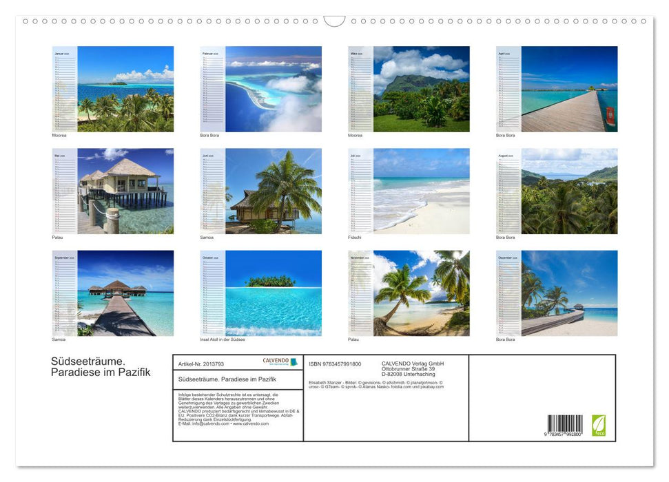 Südseeträume. Paradiese im Pazifik (CALVENDO Wandkalender 2026)