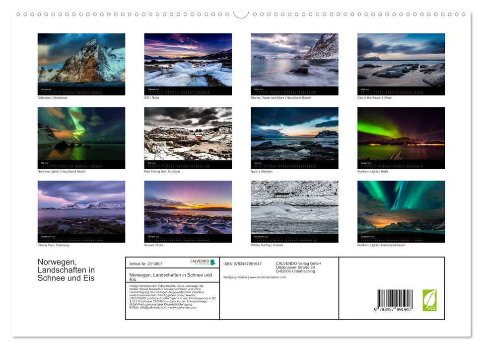Norwegen, Landschaften in Schnee und Eis (CALVENDO Premium Wandkalender 2026)