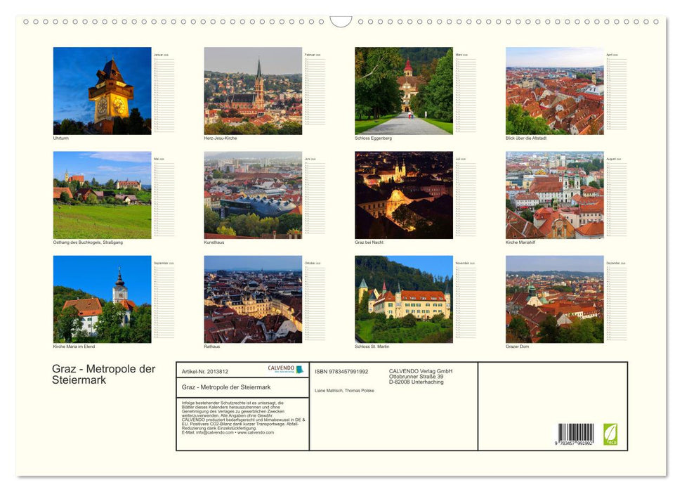 Graz - Metropole der Steiermark (CALVENDO Wandkalender 2026)