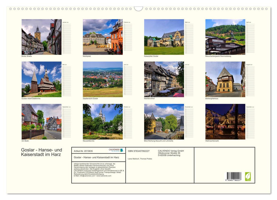 Goslar - Hanse- und Kaiserstadt im Harz (CALVENDO Wandkalender 2026)