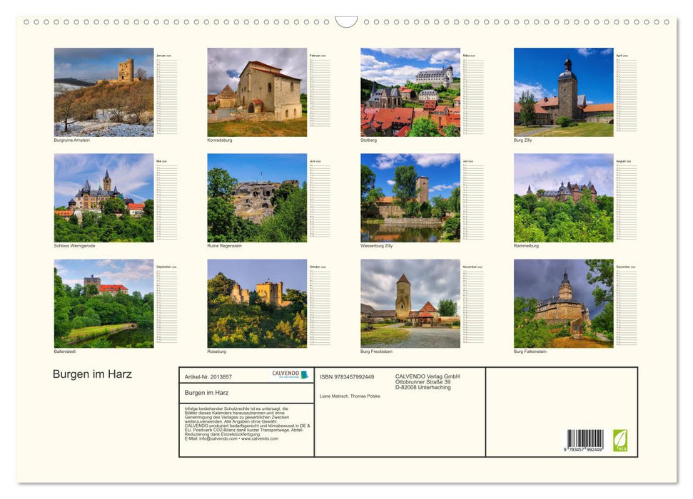 Burgen im Harz (CALVENDO Wandkalender 2026)