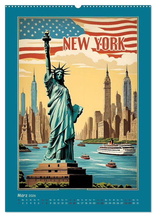 City Travel Poster - nostalgische Städtereise um die Welt (CALVENDO Premium Wandkalender 2026)