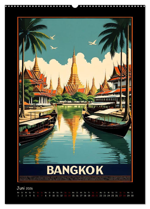 City Travel Poster - nostalgische Städtereise um die Welt (CALVENDO Premium Wandkalender 2026)