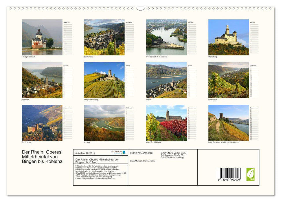 Der Rhein. Oberes Mittelrheintal von Bingen bis Koblenz (CALVENDO Premium Wandkalender 2026)