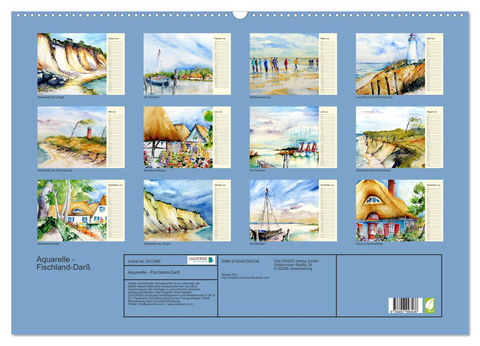Aquarelle - Fischland-Darß (CALVENDO Wandkalender 2026)