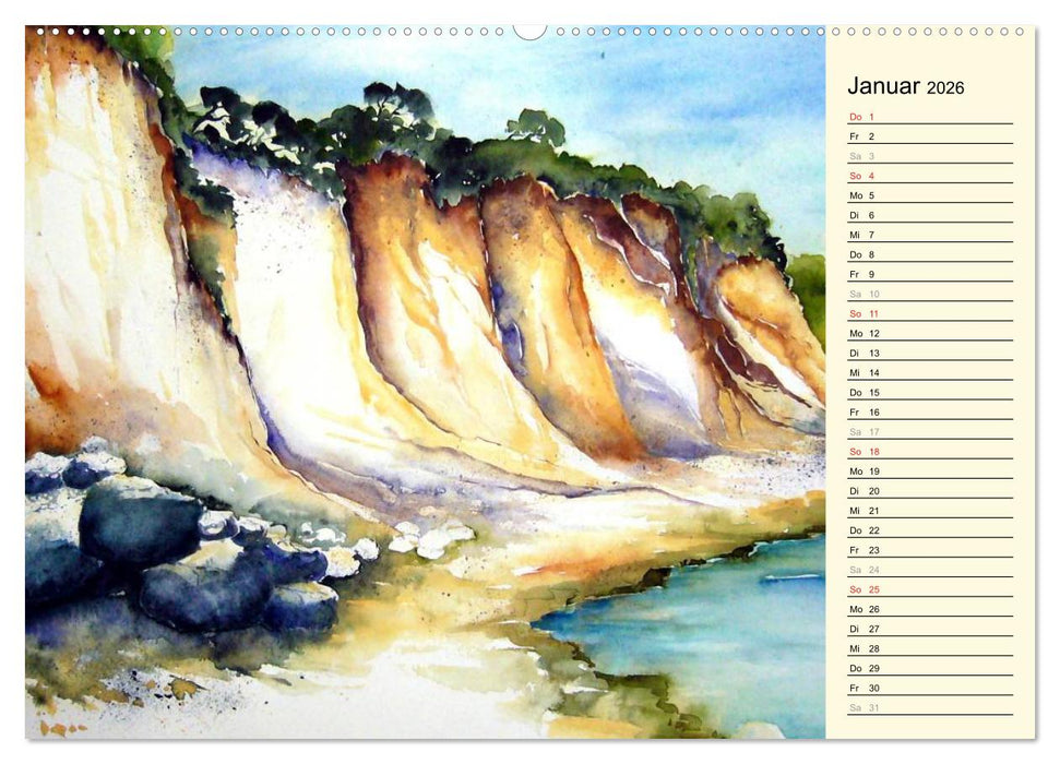 Aquarelle - Fischland-Darß (CALVENDO Wandkalender 2026)