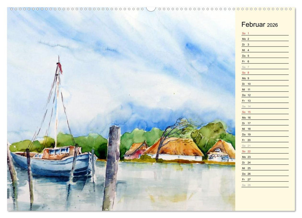Aquarelle - Fischland-Darß (CALVENDO Wandkalender 2026)