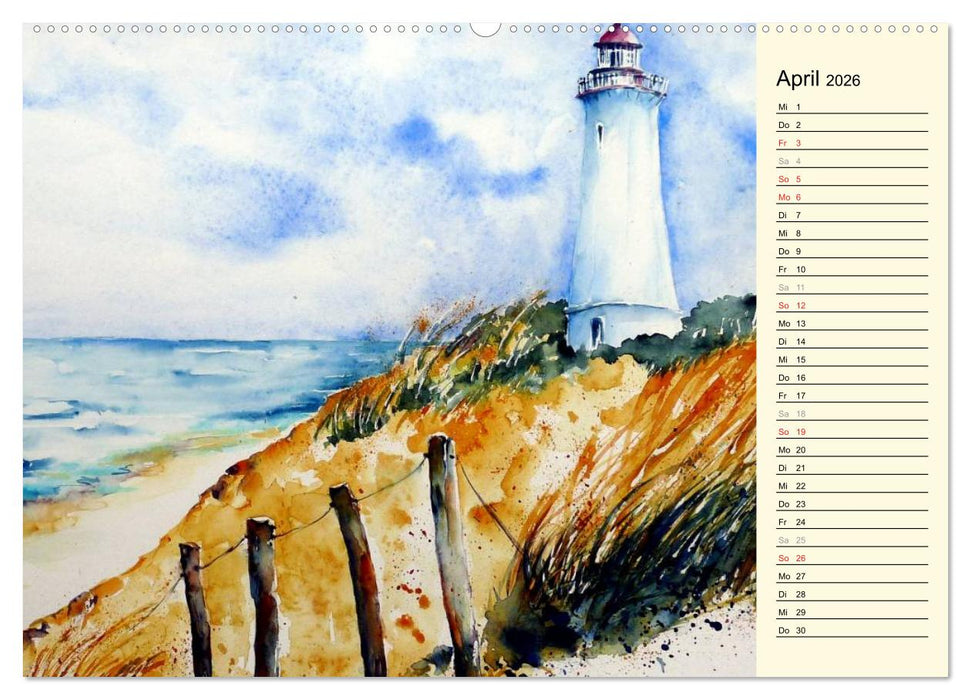 Aquarelle - Fischland-Darß (CALVENDO Wandkalender 2026)