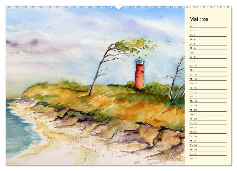 Aquarelle - Fischland-Darß (CALVENDO Wandkalender 2026)