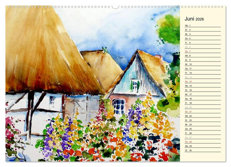 Aquarelle - Fischland-Darß (CALVENDO Wandkalender 2026)