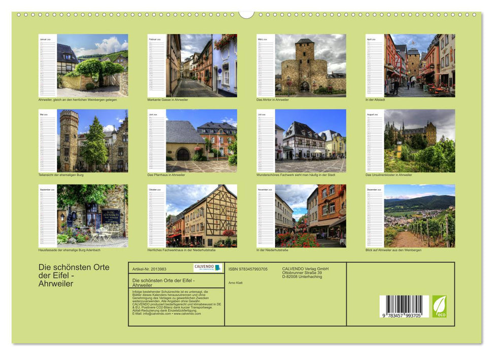 Die schönsten Orte der Eifel - Ahrweiler (CALVENDO Premium Wandkalender 2026)
