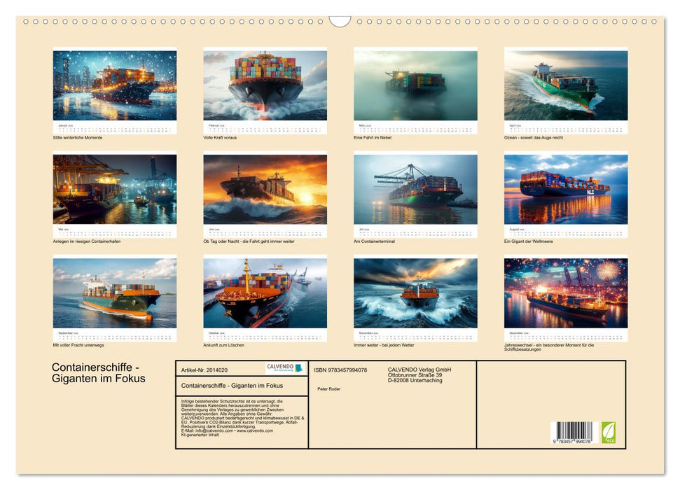 Containerschiffe - Giganten im Fokus (CALVENDO Wandkalender 2026)