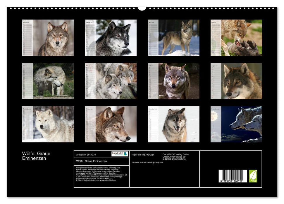 Wölfe. Graue Eminenzen (CALVENDO Premium Wandkalender 2026)