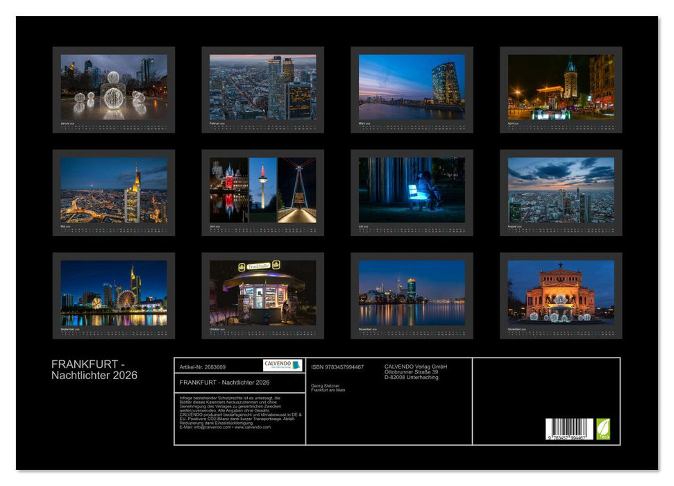 FRANKFURT - Nachtlichter 2026 (CALVENDO Wandkalender 2026)