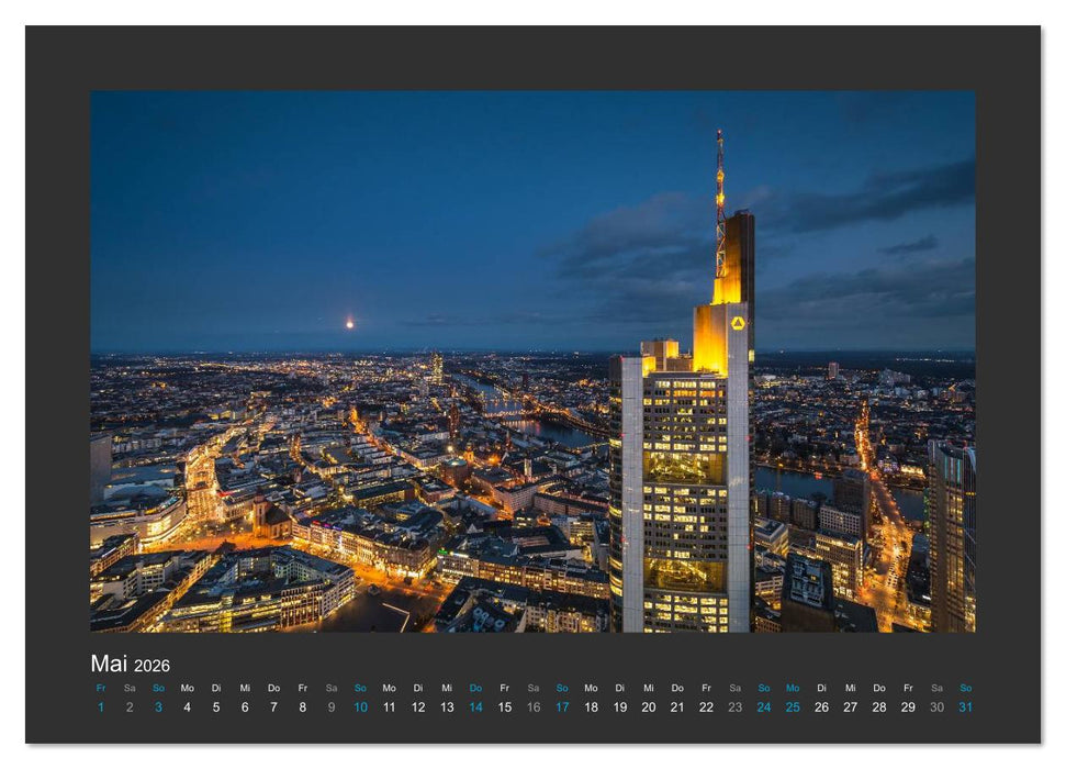 FRANKFURT - Nachtlichter 2026 (CALVENDO Wandkalender 2026)