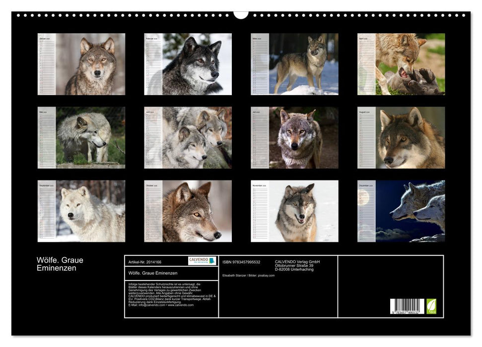 Wölfe. Graue Eminenzen (CALVENDO Wandkalender 2026)