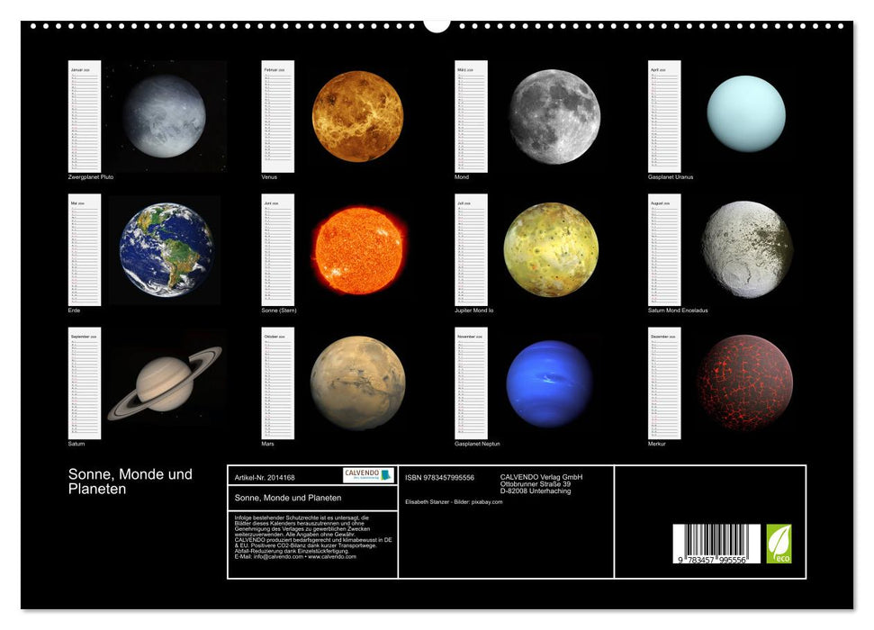 Sonne, Monde und Planeten (CALVENDO Premium Wandkalender 2026)